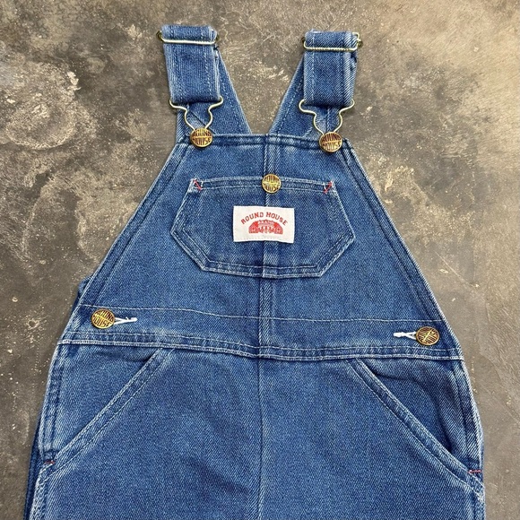 Vintage Round House Toddler Denim Overalls 18M Blue Jean Bib - Picture 2 of 8